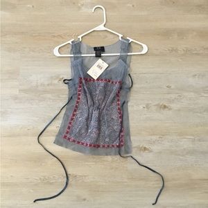 Sheer top, backless bottom half